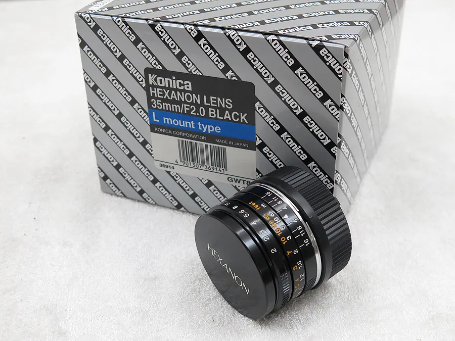 KONICA HEXANON LENS 35mm F2.0 Lmount レンズ 元箱付