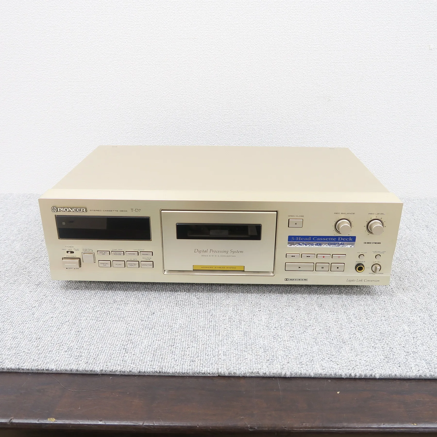 【中古】Pioneer T-D7 パイオニア カセットデッキ☆リモコン付 パイオニア Pioneer T-D7 カセットデッキ【元箱】@51274｜中古